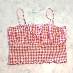 American eagle crop top, pink/white,  size xs
